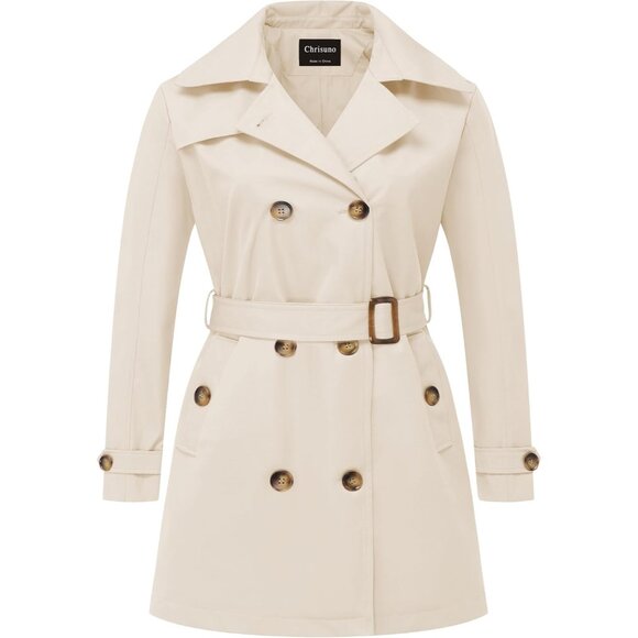 Plus Size Mid-Length Trench Coat with Detachable Hood - Stylish & Functional - Picture 1 of 7